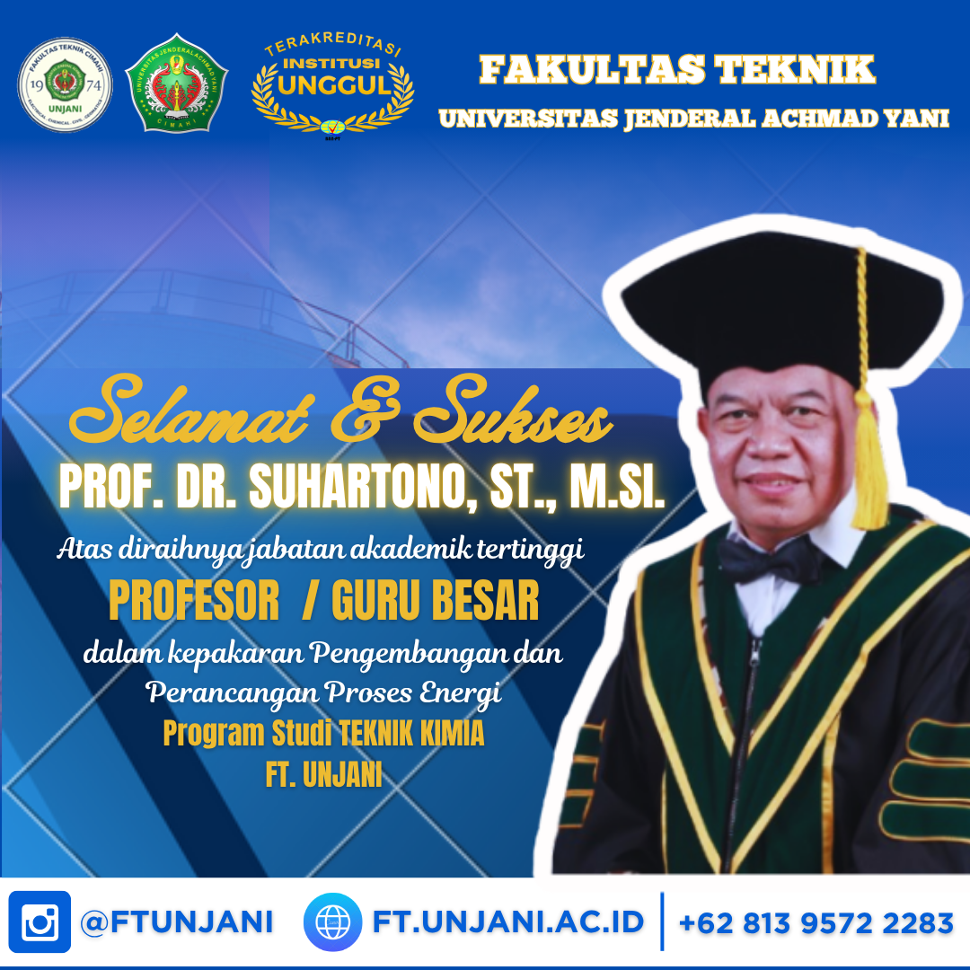 Bapak Profesor Dr. Suhartono, S.T., M.Si. Telah mendapatkan gelar jabatan akademik tertinggi sebagai Guru Besar